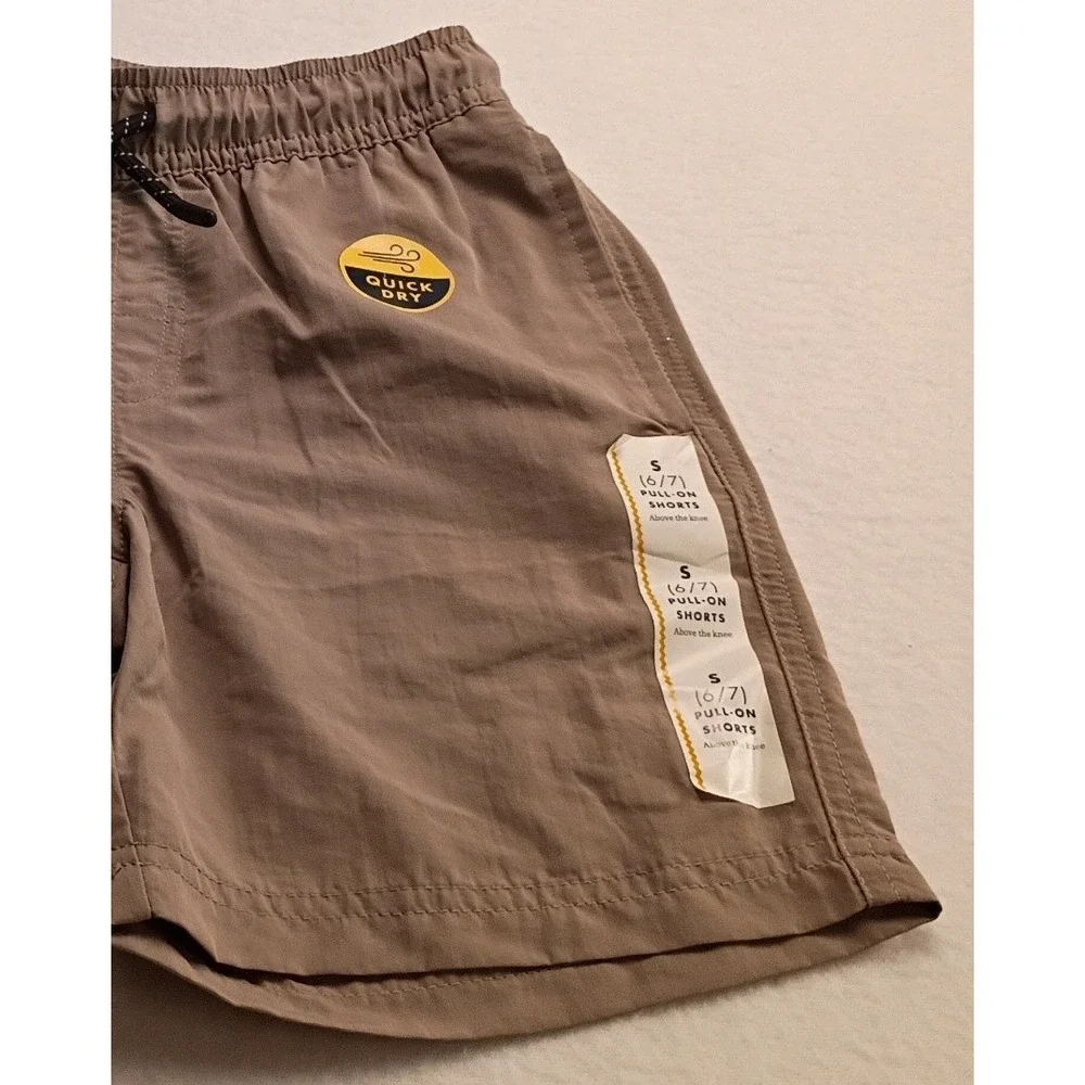 Quick Dry Performance Shorts Men's Tan Khaki Elastic Waist Drawstring Active NWT